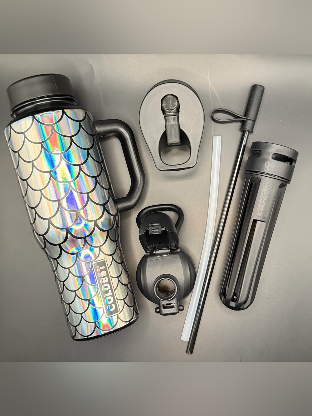Holographic Mermaid Scale Insulated Water Bottle - Iridescent Silver 1St Edition
